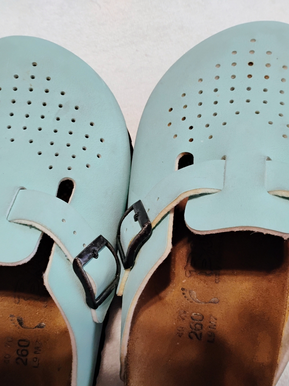 Birkenstock Burki's Blue Suede Leather Clog Sandals Comfort Shoes Ladies 9 - Picture 10 of 16